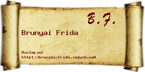Brunyai Frida névjegykártya
